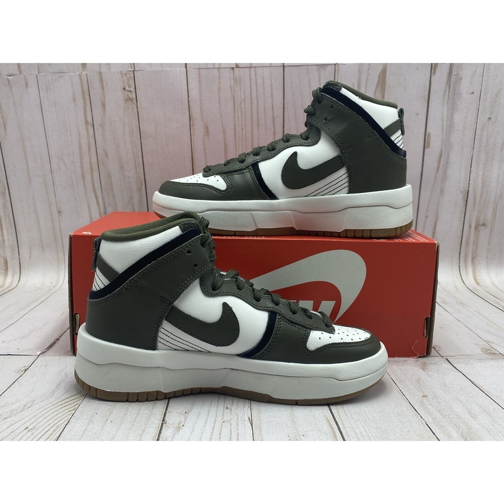 Nike Dunk High Up Cargo Khaki DH3718-103 Women's Size 5 Green White Platform Sho